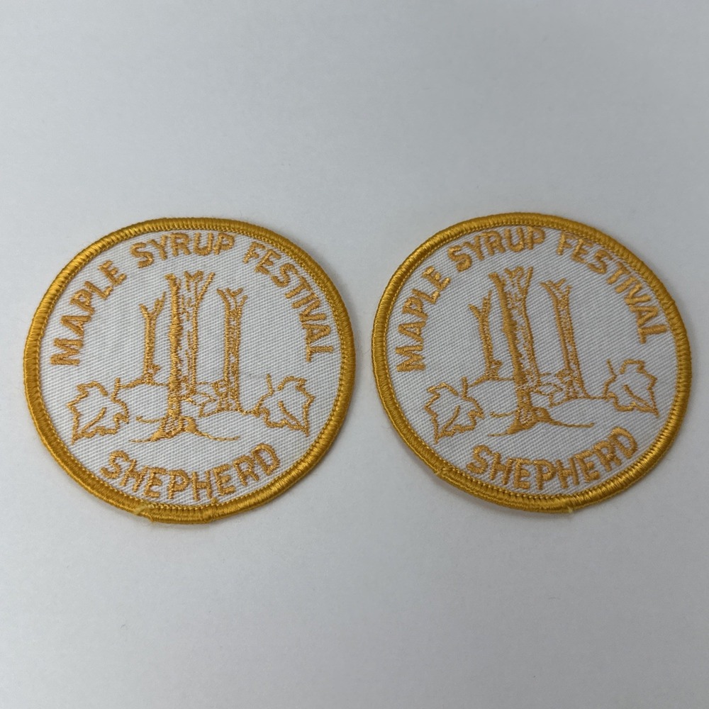 Lot 2 Maple Syrup Festival Shepherd Michigan Mich MI Patches 3" Round Yellow